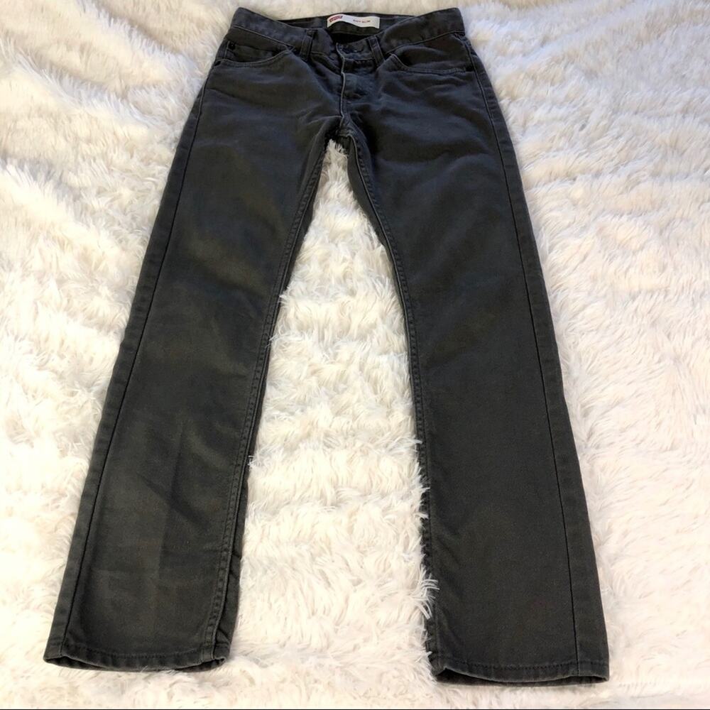Youth Levi's 511 Slim Gray Jeans Original Riveted Sz 12 26 x 26 Cotton Polyester